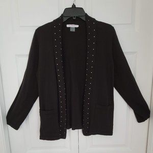 ALLISON DALEY  Black, Long Sleeve Open Cardigan with Gold Sparkles, Sz PS